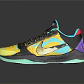Black Yellow Turquoise Basketball Shoes With Breathable Mesh And Cushioned Sole