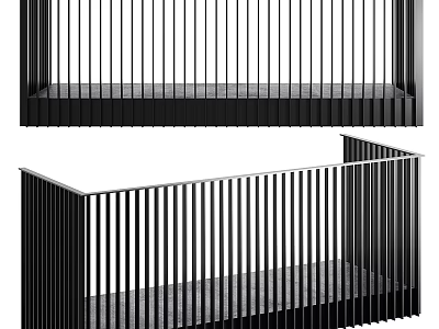 Modern Black Vertical Slat Fence Design 3d model