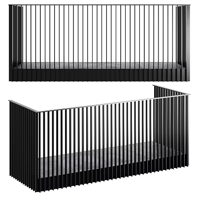 Modern Black Vertical Slat Fence Design 3d model