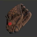 Brown Leather Baseball Glove With Checkerboard Pattern And Red Accent 3d model
