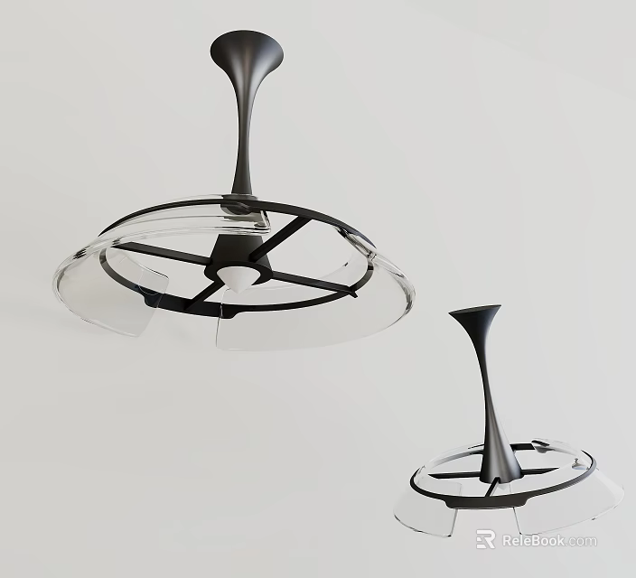 Modern Transparent Glass Pendant Light With Sleek Black Metal Frame Design 3d model 