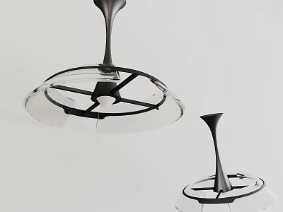 Modern Transparent Glass Pendant Light With Sleek Black Metal Frame Design 3d model