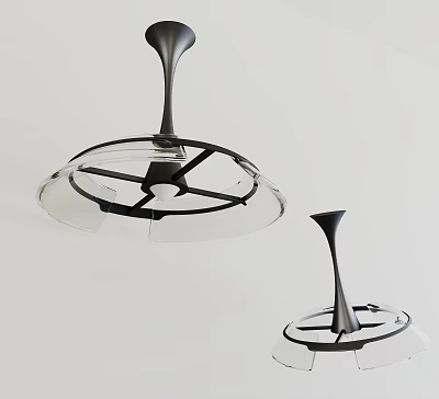Modern Transparent Glass Pendant Light With Sleek Black Metal Frame Design 3d model