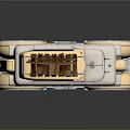 Vintage Cream Car With Classic Design And Luggage On Roof