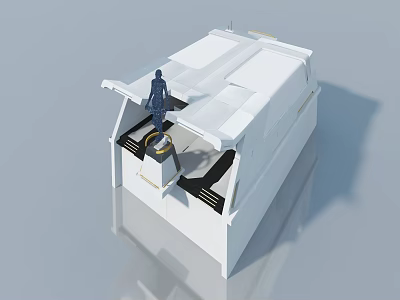 White Swing Door Design With Metal Frame And Operational Access Structure 3d model
