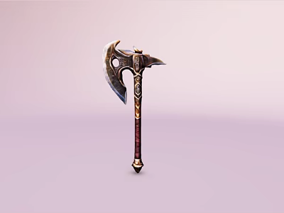 Ornate Fantasy Battle Axe with Metal Blade Wooden Handle and Intricate Carvings 3d model Ornate Fantasy Battle Axe with Metal Blade Wooden Handle and Intricate Carvings 3d model