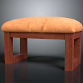 Sturdy Sofa Bench With Brown Wooden Frame And Orange Padded Seat