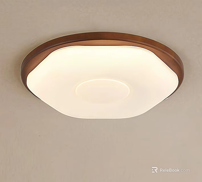 Modern Minimalist Ceiling Light with Brown Frame and White Soft Glow Shade 3d model