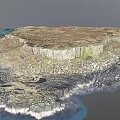 Stunning Natural Scenery With Brown Island Blue Coastal Waters And Rocky Landforms