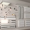 Lamps Combination Grille Lamp Industrial Wind LED Fluorescent Lamp Long Linear Lamp Wall Lamp 3d model