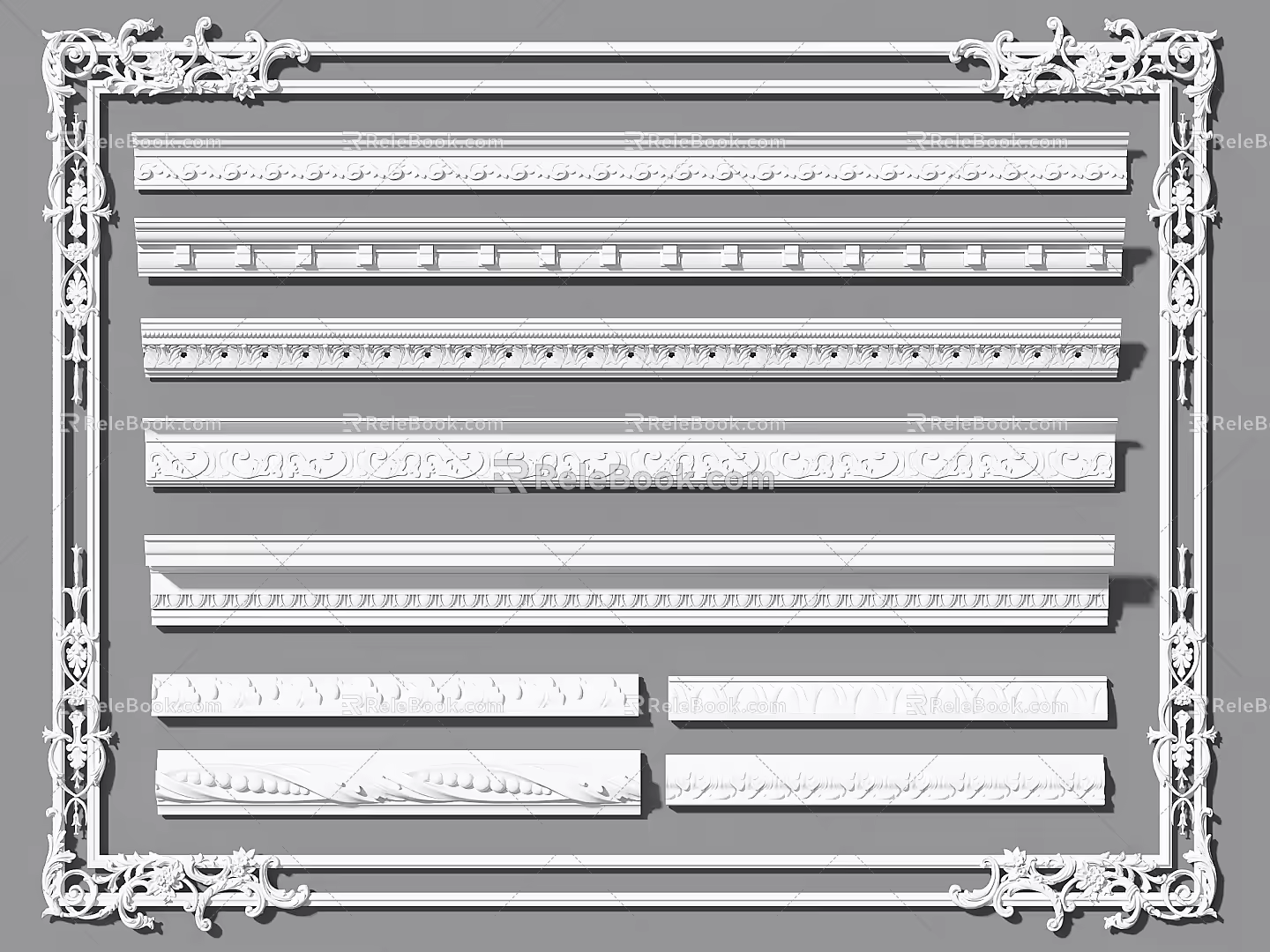European-style plaster line carved line corner line decorative line 3d model