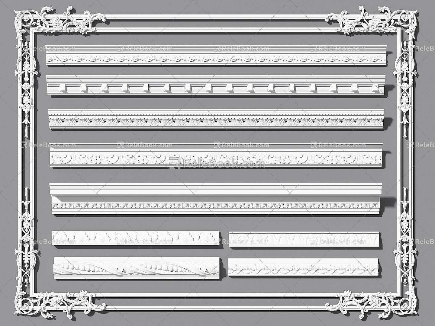 European-style plaster line carved line corner line decorative line 3d model