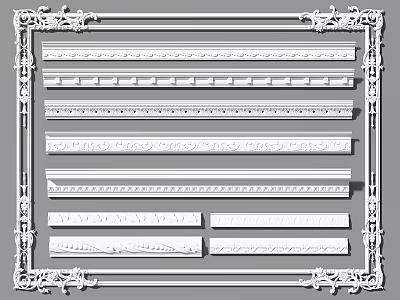 Collection of Decorative Gypsum Moldings with Various Interior Design Styles 3d model