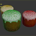 Three Delicious Cakes With White Dripping Frosting And Colorful Sprinkles