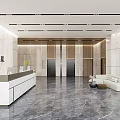 Modern Office Reception Desk With Marble Countertop And Light Panel Wall Decoration