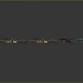 Detailed Train Model With Multiple Blue Yellow Gray Carriages And Shiny Surface Design