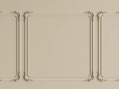 Decorative Gypsum Molding Frames With Ornate Patterns On Light Colored Wall 3d model