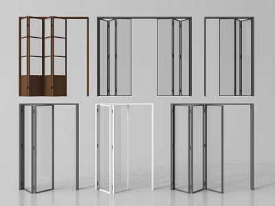 Various Folding Doors With Glass Panels Wooden Elements And Modern Styles 3d model