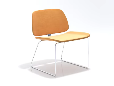 Modern Orange Leisure Chair With Padded Backrest And Metal Legs Design 3d model