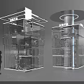 Modern Transparent Exhibition Pavilions With WORLD And FUTURE Signs And Human Figure