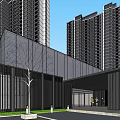 Modern High Rise Residential Building With Glass Facade And Urban Design
