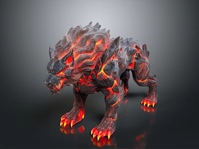 Fiery Lava Mythical Beast With Glowing Red Spikes And Volcanic Texture 3d model