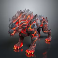 Fiery Lava Mythical Beast With Glowing Red Spikes And Volcanic Texture