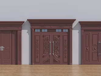 European-style double door 3d model