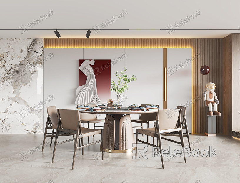 Light Luxury Restaurant Dining Table and Chair model