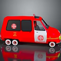 Detailed Red Fire Truck Toy Model With Fire Dept Logo And Wheels