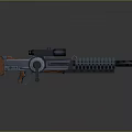Modern Futuristic Tactical Rifle With Orange Black Accents Scope And Extended Magazine