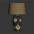 Ornate Table Lamps With Beige And Brown Shades And Blue Black Bases With Gold Accents