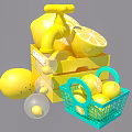 Vibrant Lemon Inflatable Decor with Faucet Shape Wooden Crate and Citrus Basket