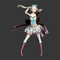 Anime Style Fantasy Character with Colorful Outfit Frilled Skirt and Ribbon Hat 3D Model Design