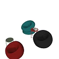 Casual Sofa Set With Colorful Bean Bag Chairs And Side Tables