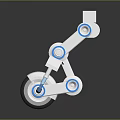 Mechanical Arm Structure With Silver Body And Blue Rotating Joints And Wheel Base 3d model