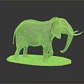 Detailed Gray Elephant Sculpture with Ivory Tusks Standing on Pink Base