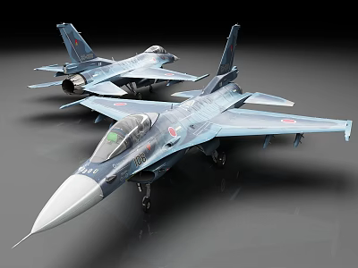 Two Blue Fighter Jet Models With Detailed Cockpits And Landing Gears 3d model