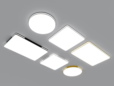 Modern Ceiling Lights With Round And Square Shapes For Home Interior 3d model