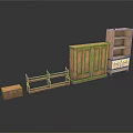 Vintage Wooden Furniture Set Featuring Cabinet Shelf Rack Chest And Bookshelf With Drawer