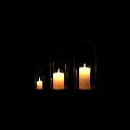 Gold Frame Glass Decorative Ornament Set with White Candles for Home Decor