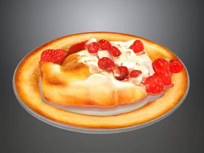 Strawberry Dessert Gourmet Sweet Pizza Sliced Bread Strawberry Afternoon Tea Court Snacks Dessert Snack Plate Cream Internet Celebrant Gourmet 3d model