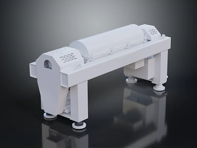 White Industrial Processing Equipment With Horizontal Drum Structure And Stable Support Stand 3d model