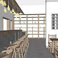 Traditional Chinese Restaurant Interior With Wooden Tables Chairs Chinese Style Windows And Lanterns