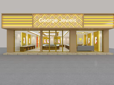 George Jewels Luxury Jewelry Store With Golden Signage And Glass Entrance 3d model