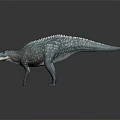 Lifelike Dinosaur Figure With Blue Spotted Textured Skin In Standing Posture On Dark Surface