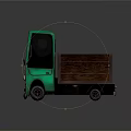 Green Toy Truck With Wooden Bed And Classic Cartoon Design