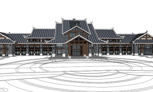 New Chinese Architecture Visitor Center 3d model