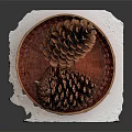 Pine Cones In Wicker Basket On White Mat For Decorative Plant 3d model