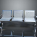 Modern Metal Public Chair With Three Seat Hollow Backrest And Armrests For Public Area Seating